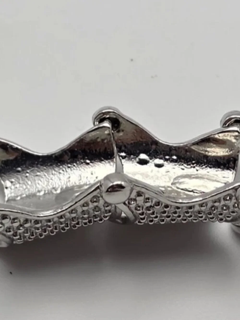 Silver Tone Full Finger Articulated Armor Ring Size 5.5 Textured 3.5